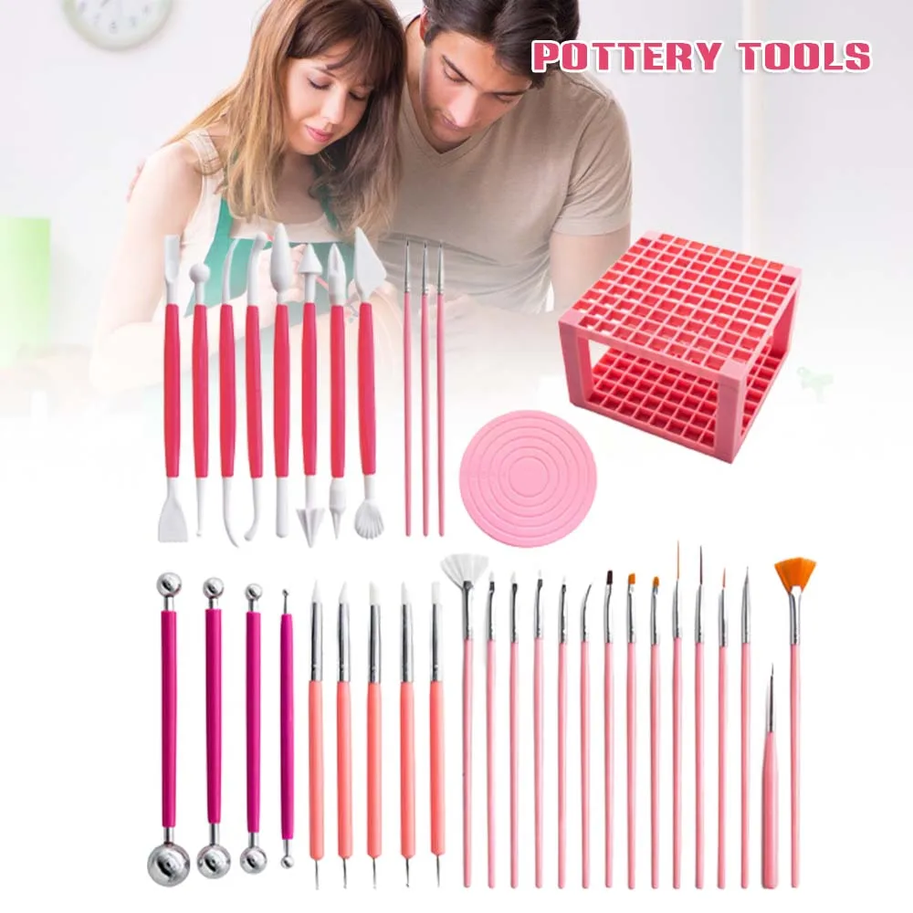 37pcs Ceramic Tool Set Clay Turntable Silica Gel Spot Drill Hook Pen Storage Box Ceramic Tools for Pottery Pro Ceramic Tools DCS
37pcs Ceramic Tool Set Clay Turntable Silica Gel Spot Drill Hook Pen Storage Box Ceramic Tools for Pottery Pro Ceramic Tools DCS