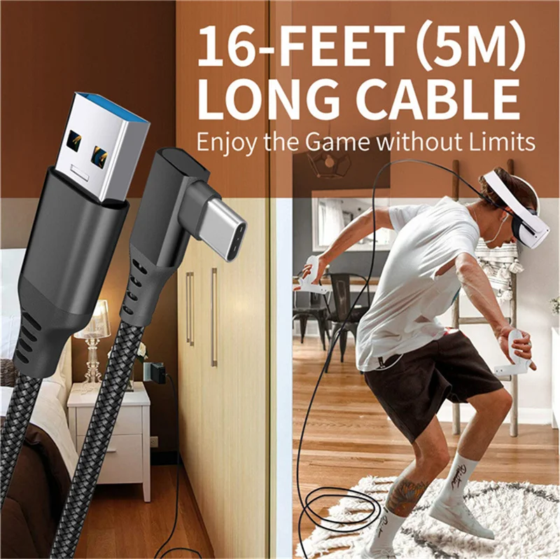 5M USB 3.1 Charge Cable For Oculus Quest 2 USB-A to Type-C Data Transfer Fast Charge Type C to C Cable VR Headset Accessories
5M USB 3.1 Charge Cable For Oculus Quest 2 USB-A to Type-C Data Transfer Fast Charge Type C to C Cable VR Headset Accessories