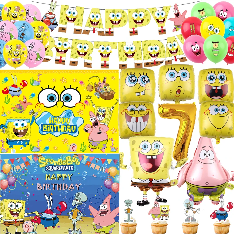 Sponge Cartoon Bob Theme Birthday Party Decoration Backdrop Latex Foil Balloon Party Supplies Banner Cake Topper
Sponge Cartoon Bob Theme Birthday Party Decoration Backdrop Latex Foil Balloon Party Supplies Banner Cake Topper