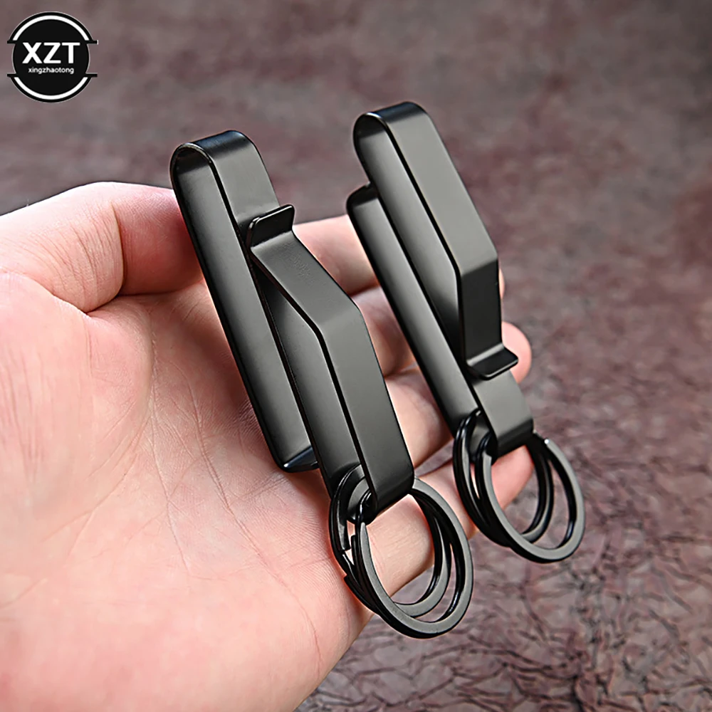 Новинка, подвесной автомобильный брелок из нержавеющей стали, клипса для ключей, пряжка для ремня, черный брелок с двумя кольцами для ключей, автомобильные аксессуары 
Новинка, подвесной автомобильный брелок из нержавеющей стали, клипса для ключей, пряжка для ремня, черный брелок с двумя кольцами для ключей, автомобильные аксессуары
