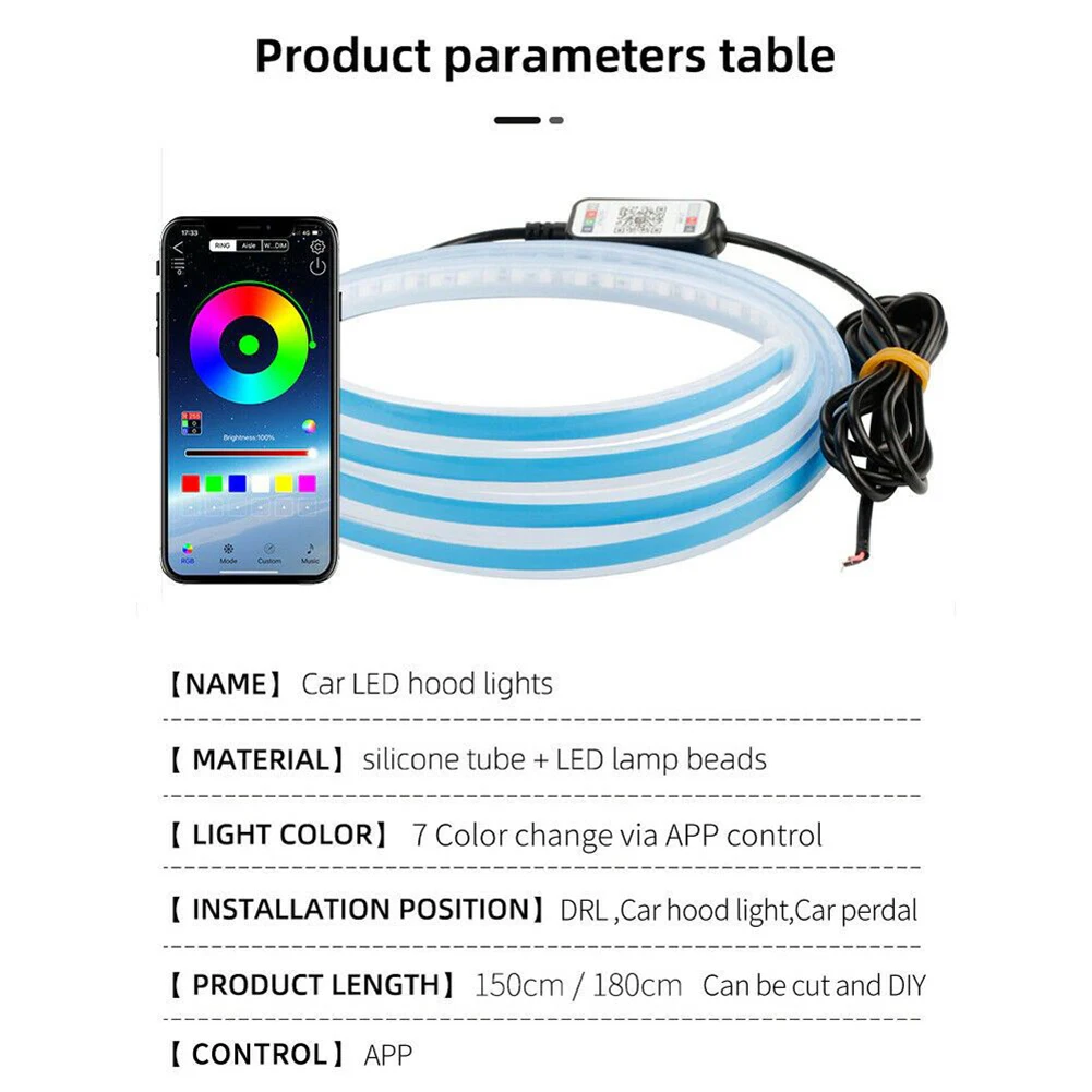 Car Hood Lights Universal Headlight Strip Daytime Running Light DRL Decorative Lamp Bar 12V Ambient APP Control
Car Hood Lights Universal Headlight Strip Daytime Running Light DRL Decorative Lamp Bar 12V Ambient APP Control