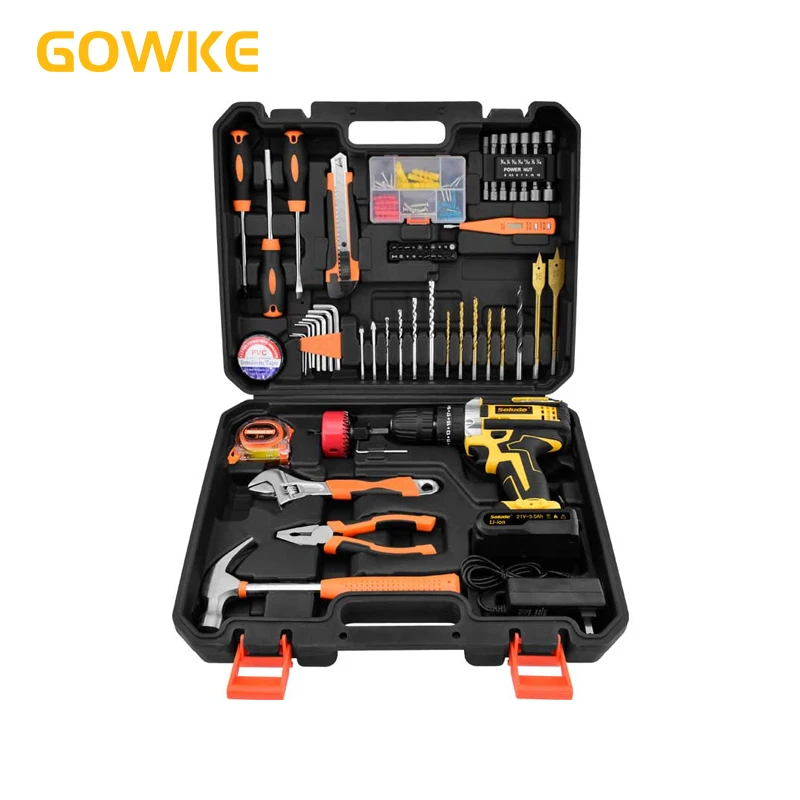 

GOWKE Electric Drill 21V 12V 16.8V Impact Variable Speed Impact Electric Screwdrivers Cordless Drill Lithium Battery 112pcs Set