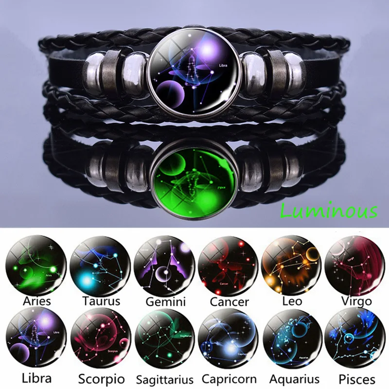 Luminous 12 Constellation Vintage Bracelet for Men Women Braided Punk Leather Bracelets Birthday Gift Glow In The Dark Bracelet
Luminous 12 Constellation Vintage Bracelet for Men Women Braided Punk Leather Bracelets Birthday Gift Glow In The Dark Bracelet