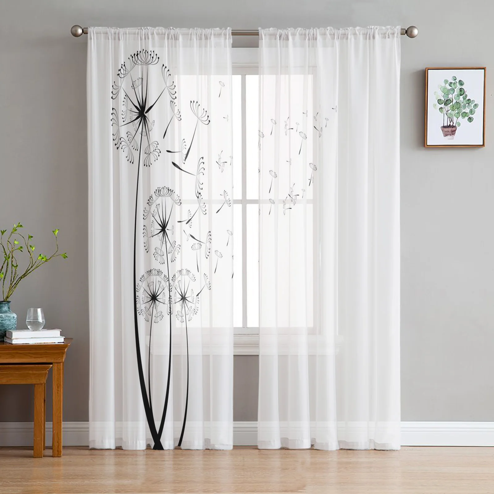 

Dandelion Flower Plant Twig Tulle Sheer Curtains for Living Room Decoration Drapes Bedroom Kitchen Voile Organza Window Curtain
