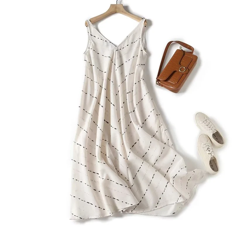 Женское платье в горошек без рукавов, с V-образным вырезом
Женское платье в горошек без рукавов, с V-образным вырезом