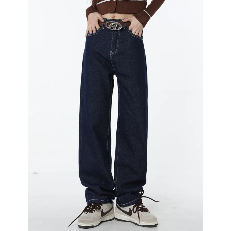 Women Navy Blue Jeans High Waist Vintage American Fashion Street Wide Leg Jean Female Denim Trouser Straight Baggy Denim Pants
Women Navy Blue Jeans High Waist Vintage American Fashion Street Wide Leg Jean Female Denim Trouser Straight Baggy Denim Pants