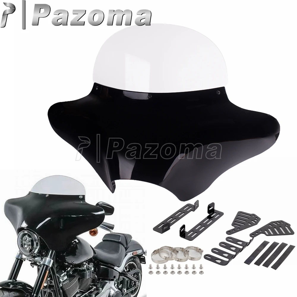 Motorcycle Front Headlight Clear Windshield Batwing Fairing Cover W/ Mounting Bracket Kit For Harley Road King Softail Fat Boy 
Motorcycle Front Headlight Clear Windshield Batwing Fairing Cover W/ Mounting Bracket Kit For Harley Road King Softail Fat Boy