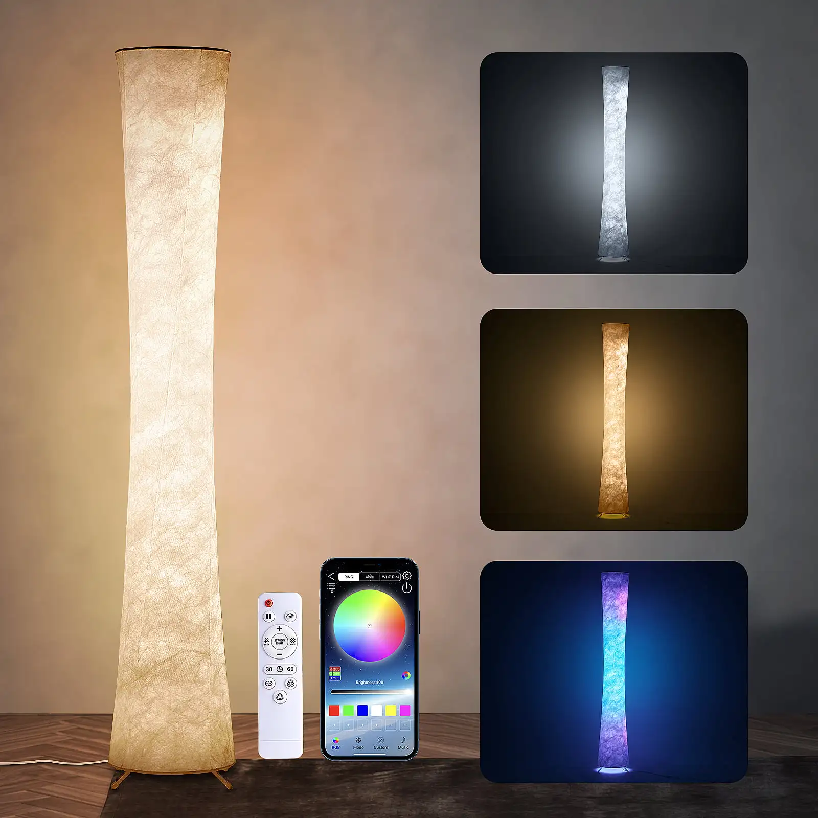 Soft Light LED Floor Lamp, 61'' RGB Color Changing Tall Lamp, Smart Standing Lamp With Remote Control and APP Control for Living
Soft Light LED Floor Lamp, 61'' RGB Color Changing Tall Lamp, Smart Standing Lamp With Remote Control and APP Control for Living
