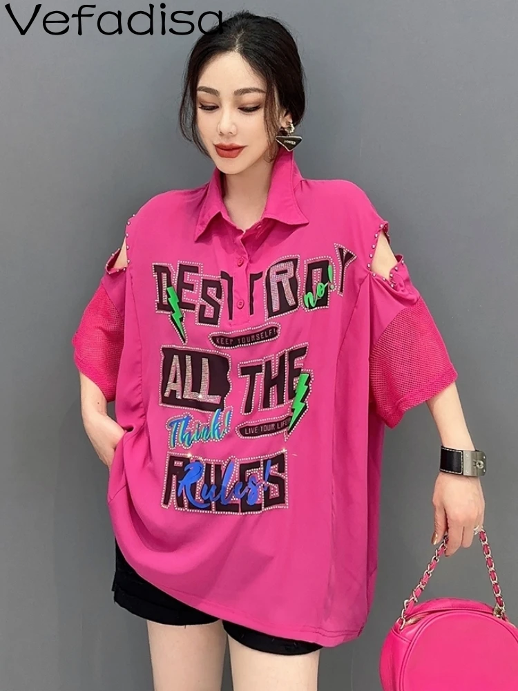 Vefadisa 2023 Summer New Women Shirt Fashion Print POLO Collar Single Piece Top Casual Personalized Hole Black Red Blouse ZY1517
Vefadisa 2023 Summer New Women Shirt Fashion Print POLO Collar Single Piece Top Casual Personalized Hole Black Red Blouse ZY1517