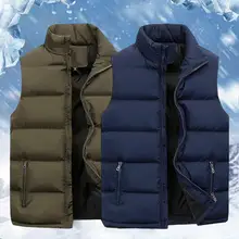 Mens Vest Jacket Men Autumn Warm Sleeveless Jackets Zipper Cotton Padded Thicken Cold Proof Plus Size Casual Straight Waistcoat