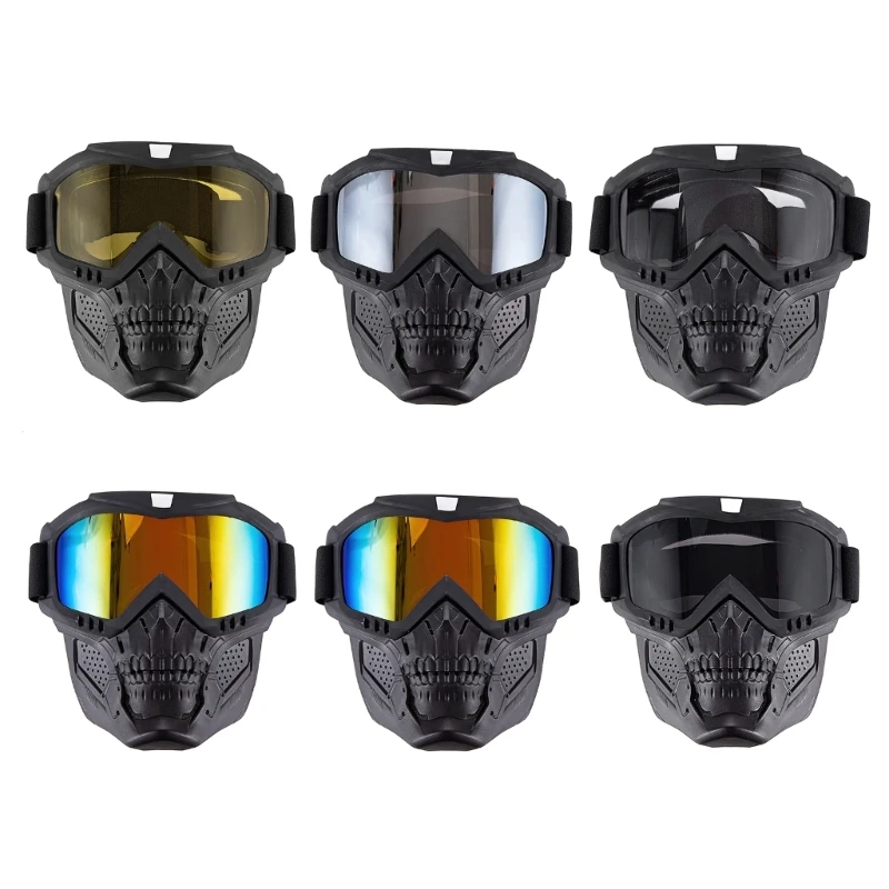 

Motorcycle Goggles Detachable Face Mask, ATV Dirt Bike Goggle Anti-Scratch UV Protection Eyewear for Men Women H9EE