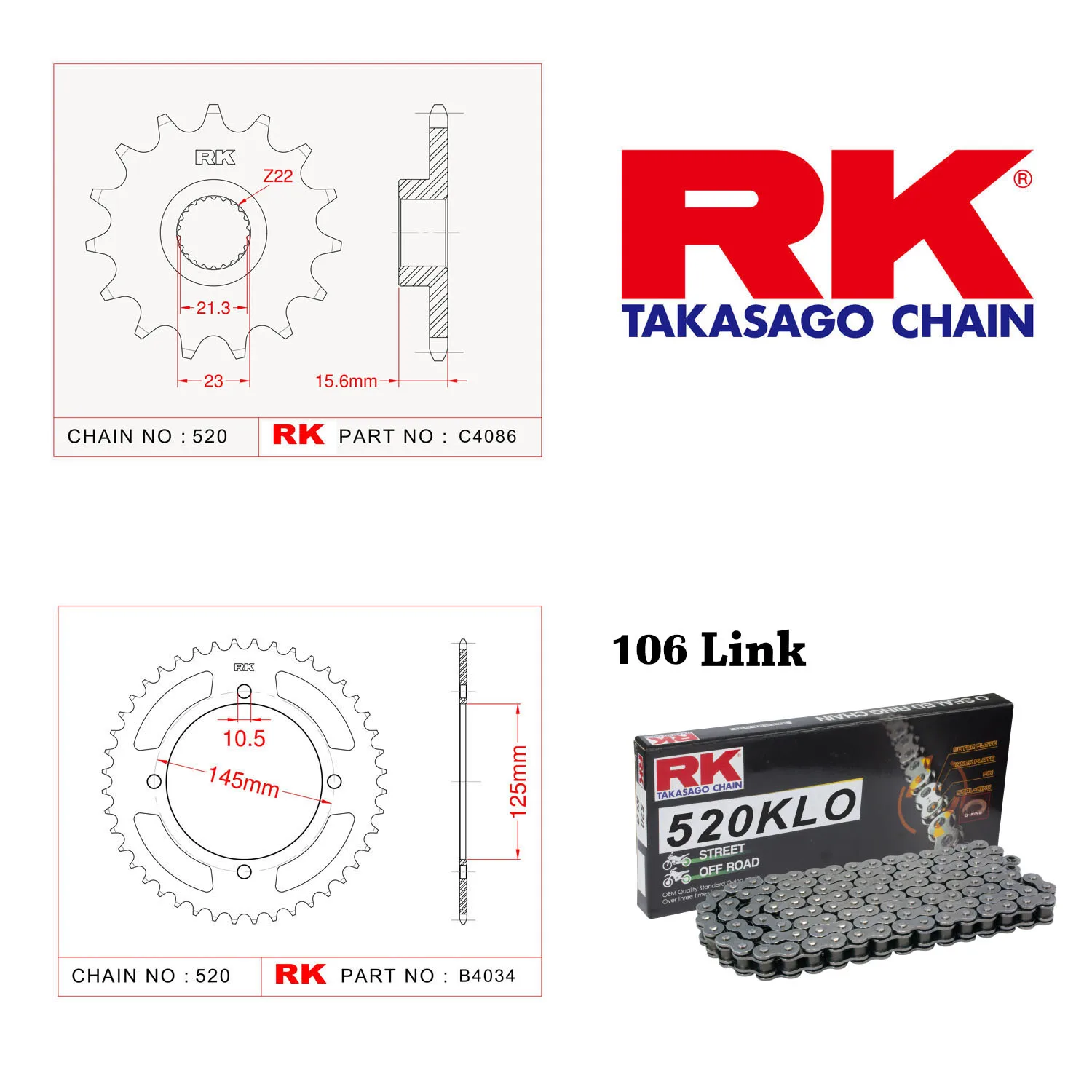RK C4086-15, B4034-45, 520 Кло 106 L звездочки цепи комплект для Yamaha XT 600 EH/ EN (1990-2004)
RK C4086-15, B4034-45, 520 Кло 106 L звездочки цепи комплект для Yamaha XT 600 EH/ EN (1990-2004)