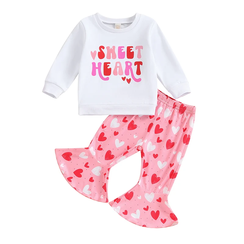 Toddler Baby Girl 3PCS Outfits Long Sleeve Romper Tops Heart Letter Flare Pants Valentine Day Clothes
Toddler Baby Girl 3PCS Outfits Long Sleeve Romper Tops Heart Letter Flare Pants Valentine Day Clothes