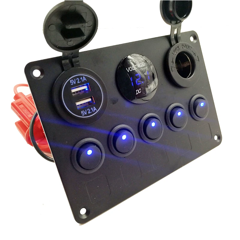 

5 кнопочный автомобильный переключатель панель 12 В электрическая розетка Цифровой вольтметр двойное зарядное устройство Usb с переключател...
