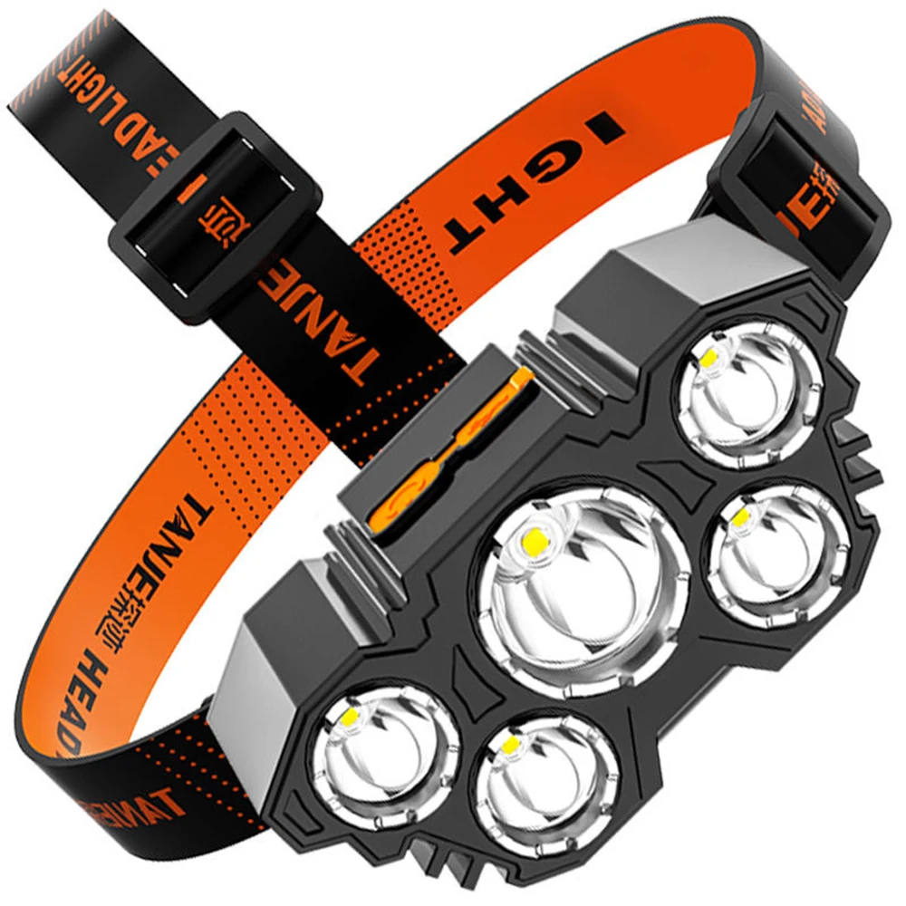 5 LED Powerful Headlamp USB Rechargeable Flashlight Outdoor Camping Bicycle Super Bright Portable Lantern Torch Head Lamp | Освещение