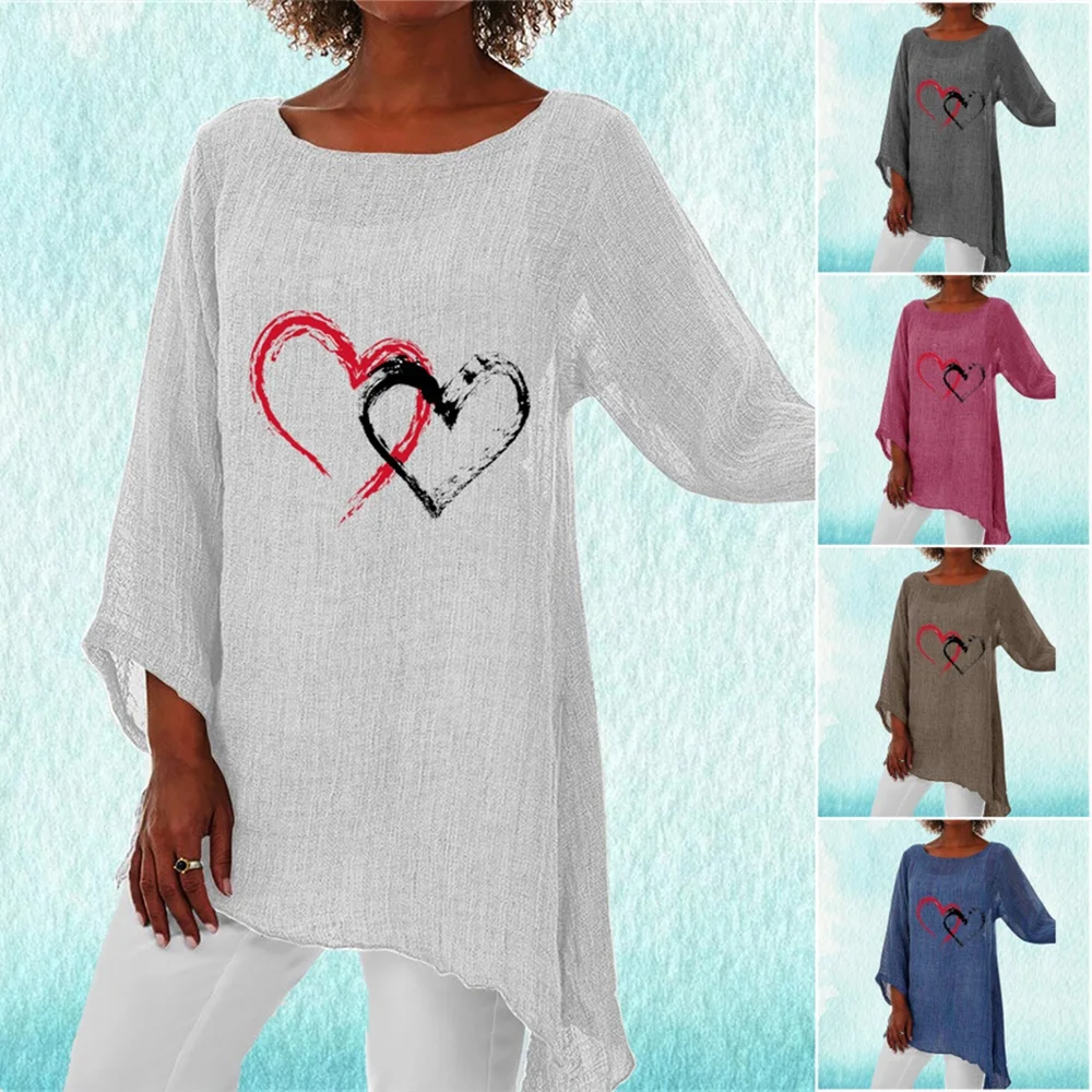 Women Fashion Round Neck Top Spring&autumn Plus Size Long Sleeve Top Casual Heart Print T-shirt Ladies Loose Top
Women Fashion Round Neck Top Spring&autumn Plus Size Long Sleeve Top Casual Heart Print T-shirt Ladies Loose Top