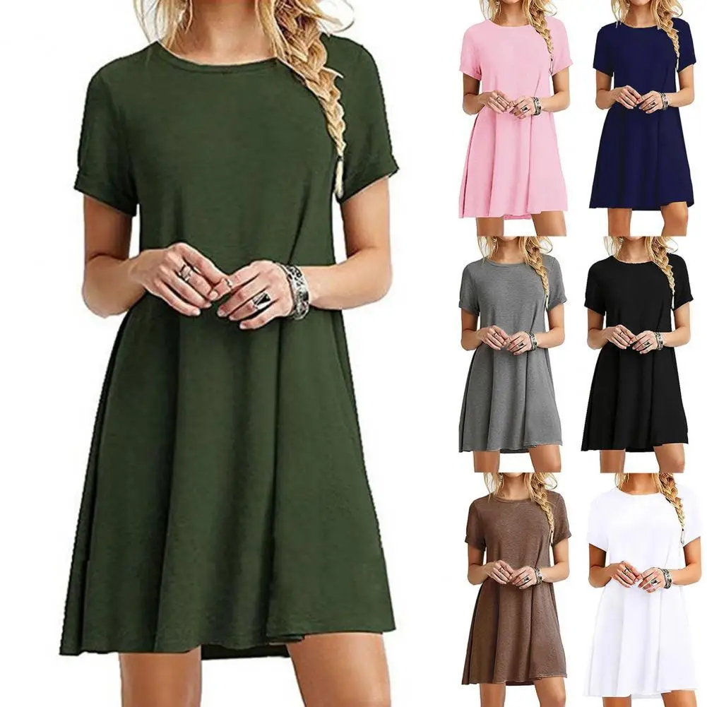 Casual Dresses Womens O-Neck Party Summer Dress Short Sleeve Loose Mini Dress Loose T-shirt Dress for Daily Wear Dropshipping
Casual Dresses Womens O-Neck Party Summer Dress Short Sleeve Loose Mini Dress Loose T-shirt Dress for Daily Wear Dropshipping