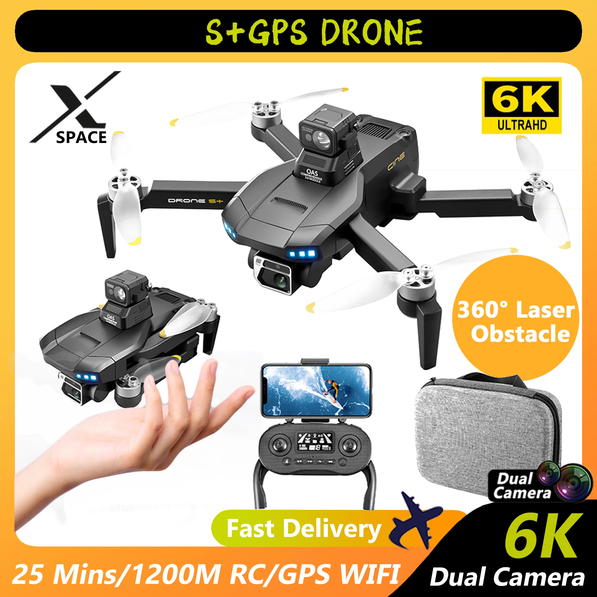S+GPS Drone 6K HD Dual Camera 5G Wifi Professional Aerial Photography Obstacle Avoidance Helicopter Foldable Quadcopter Toys
S+GPS Drone 6K HD Dual Camera 5G Wifi Professional Aerial Photography Obstacle Avoidance Helicopter Foldable Quadcopter Toys