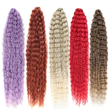Synthetic Long Curly Wave Crochet Hair 32 Inch Synthetic Braiding Hair Natural Wavy Ombre Blonde Red Purple Hair Extensions