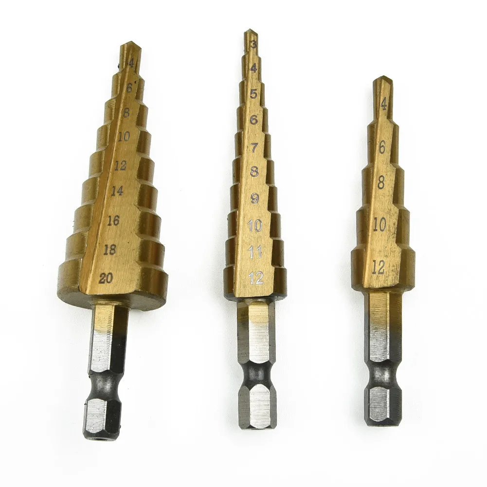 3 PCS Cone Step Drill Bit High Quality Titanium Hex Shank Multifunction With Pouch High-Speed Steel New Hot Hot Convenient Pract
3 PCS Cone Step Drill Bit High Quality Titanium Hex Shank Multifunction With Pouch High-Speed Steel New Hot Hot Convenient Pract
