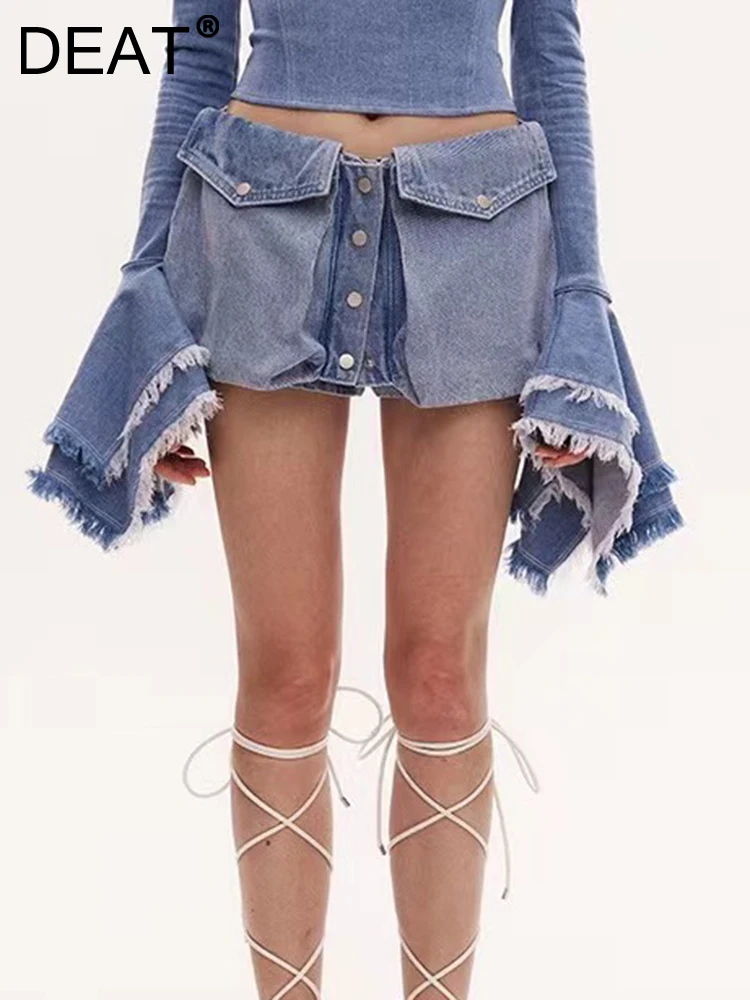 DEAT Fashion Women's Denim Shorts Low Waist Big Pockets Single Breasted Straight Blue Washed Short Jeans Summer 2023 New 17A9656
DEAT Fashion Women's Denim Shorts Low Waist Big Pockets Single Breasted Straight Blue Washed Short Jeans Summer 2023 New 17A9656