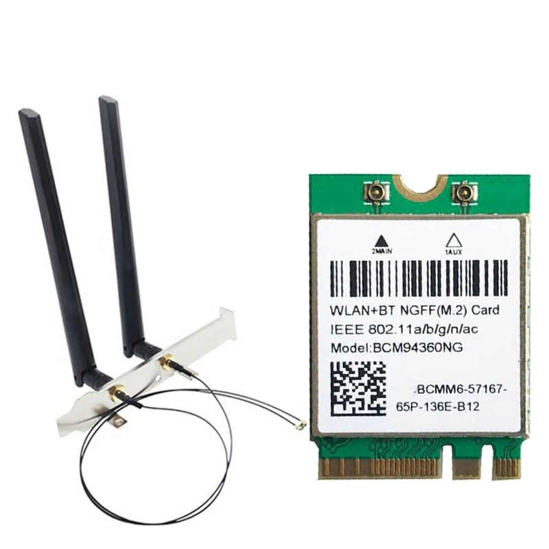 BCM94360NG Wireless Adapter M.2 Desktop Kit Hackintosh Mac OS NGFF Wifi Card Dual Band 1200Mbps Bluetooth 4.0 Window
BCM94360NG Wireless Adapter M.2 Desktop Kit Hackintosh Mac OS NGFF Wifi Card Dual Band 1200Mbps Bluetooth 4.0 Window