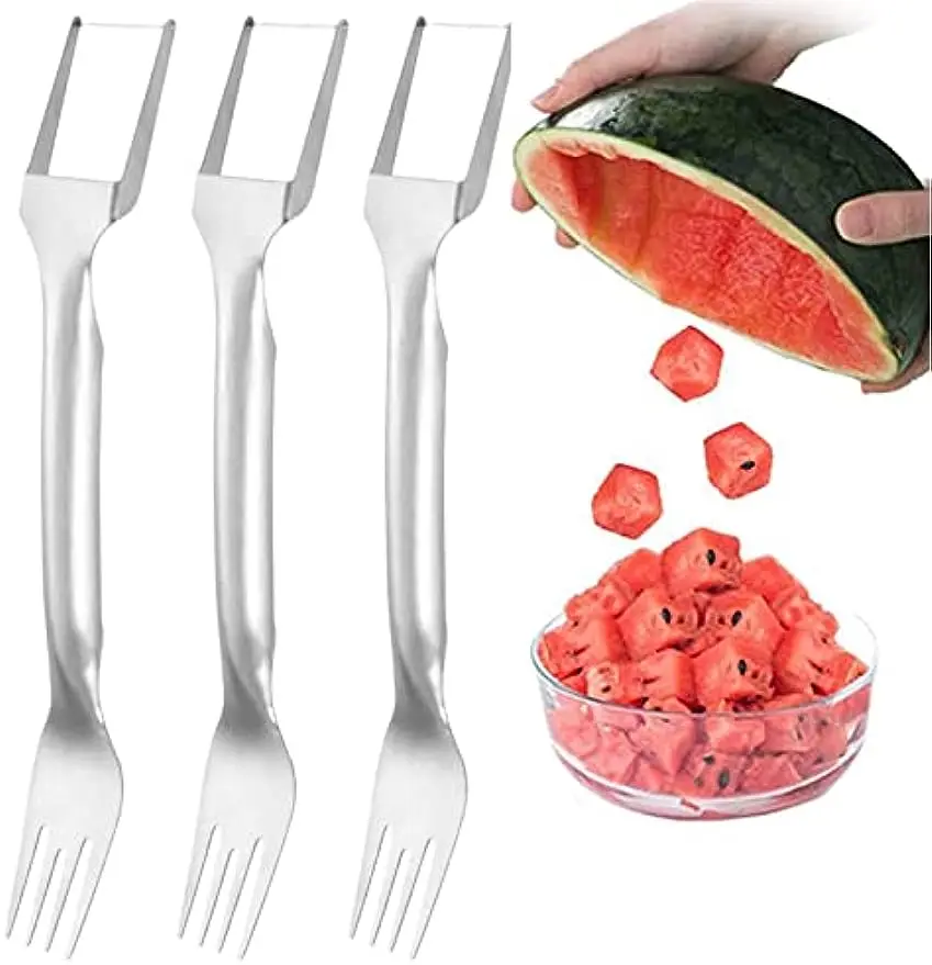 Dual Head Stainless Steel Fruit Forks Slicer Knife ,Watermelon Slicer Cutter Watermelon Fruit Cutting Fork,portable tableware
Dual Head Stainless Steel Fruit Forks Slicer Knife ,Watermelon Slicer Cutter Watermelon Fruit Cutting Fork,portable tableware