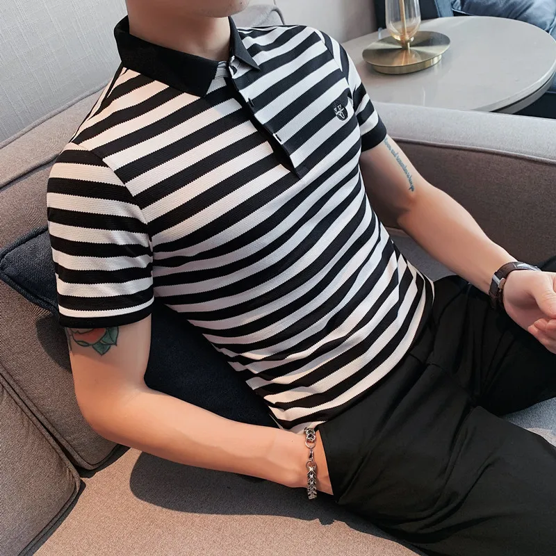 2022 Summer Fashion Men Polo Shirt Casual Thin Turn-down Collar Tops Male Short-sleeved Stripe Casual Tees Polo Shirts S-4XL
2022 Summer Fashion Men Polo Shirt Casual Thin Turn-down Collar Tops Male Short-sleeved Stripe Casual Tees Polo Shirts S-4XL