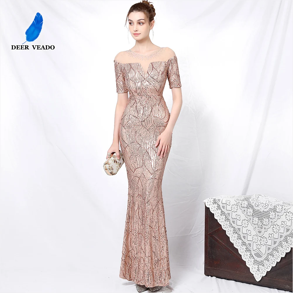 DEERVEADO Elegant Mermaid Sequins Evening Dress for Women Half Sleeves Long Formal Dress Bodycon Maxi Dress Evening Party Gown
DEERVEADO Elegant Mermaid Sequins Evening Dress for Women Half Sleeves Long Formal Dress Bodycon Maxi Dress Evening Party Gown