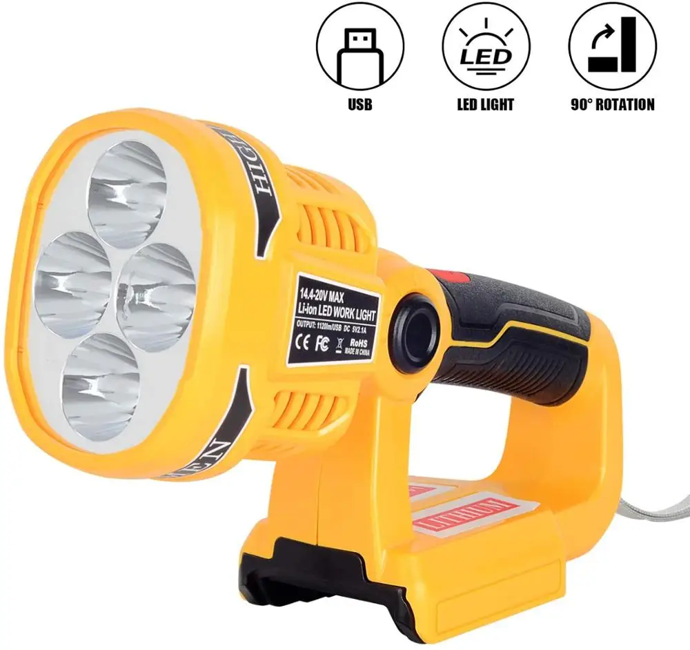 12 Вт портативный светодиодный рабочий светильник для Dewalt 18 в 20 в, макс. батарея DCB140 DCB200, USB-вспышка для уличного инструмента (без батареи, без зарядного устройства)
12 Вт портативный светодиодный рабочий светильник для Dewalt 18 в 20 в, макс. батарея DCB140 DCB200, USB-вспышка для уличного инструмента (без батареи, без зарядного устройства)