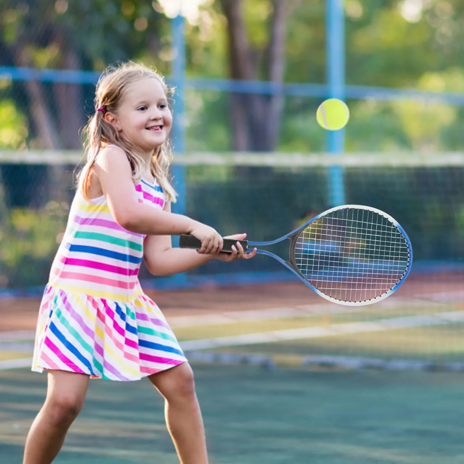 

Детская Теннисная ракетка, металлическая ракетка для бадминтона с родителем, развивающая спортивная игра для улицы, пляжа, черный, 1 комплект