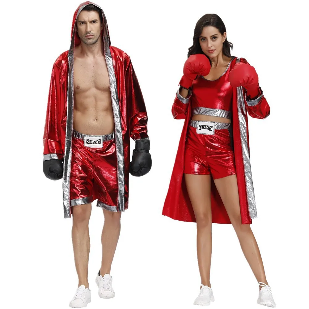 

Boxer Robe Cosplay Costume Sports Boxing Men Women COUPLE Robe Cloak ADULT Boxing Training Muay Thai Sanda Boxer Battle Uniform