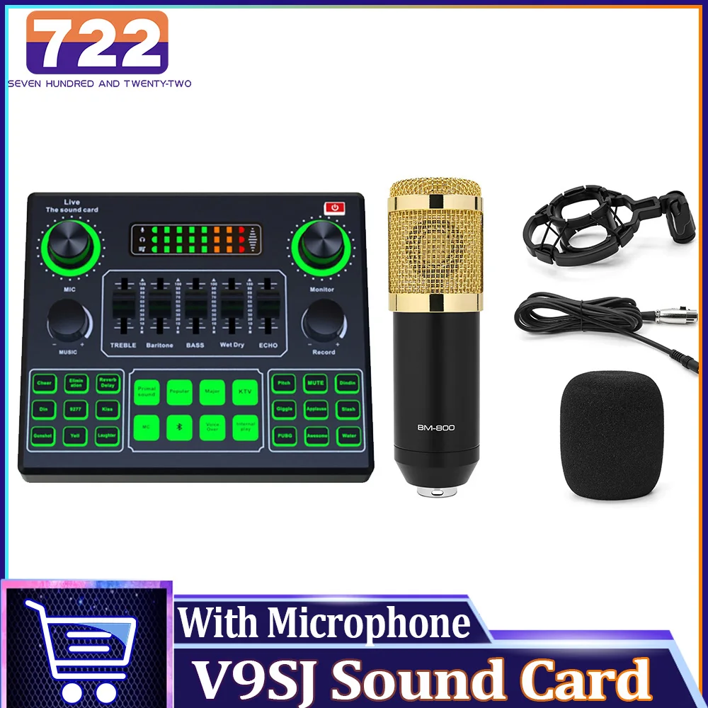 

V9SJ звуковая карта F998, звуковые карты в реальном времени, внешний аудио микшер для караоке, записи вещания, дома, KTV, игры, музыки, пения, ПК, телефона