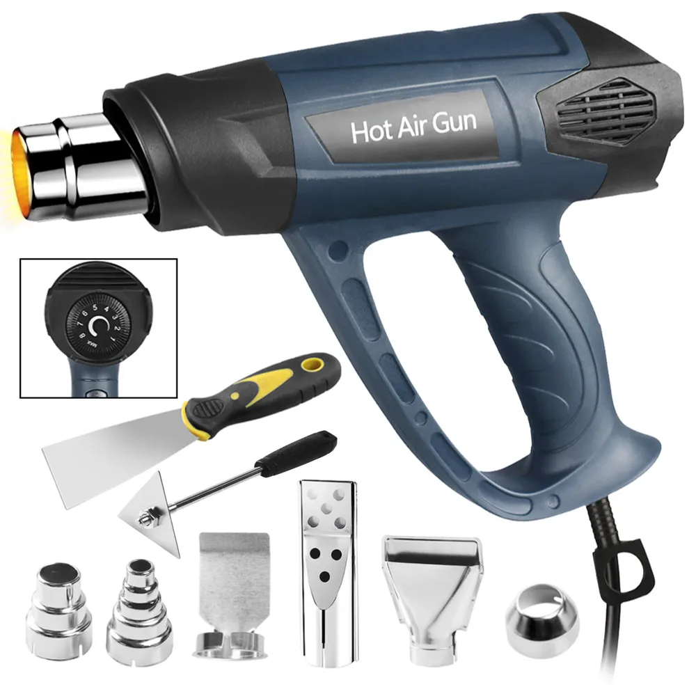 

Heat Gun 1800W Heavy Duty Hot Air Gun Kit Dual Temperature Settings 752℉&1112℉ Overload Protection with UL Cord, for Crafts