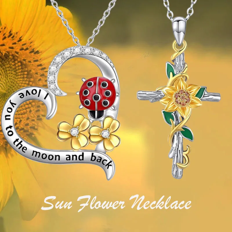 Sunflower Heart Necklace Cross Necklace Exquisite Fashion Pendant Religious Faith Wedding Anniversary Gift for Women 
Sunflower Heart Necklace Cross Necklace Exquisite Fashion Pendant Religious Faith Wedding Anniversary Gift for Women