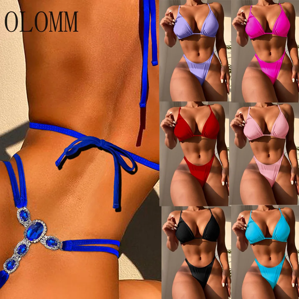 2022 Summer New Ladies Swimwear Crystal Diamond Triangle Bag Thong Beach Bikini Swimsuit Sexy Bikini Split Halter Tether Blue XL
2022 Summer New Ladies Swimwear Crystal Diamond Triangle Bag Thong Beach Bikini Swimsuit Sexy Bikini Split Halter Tether Blue XL