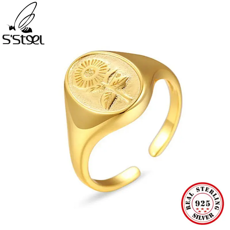 S'STEEL Sterling Silver 925 Minimalist Korean Sunflower Ring For Women Vintage Gold Gothic Resizable Rings 2021 Fine Jewelry
S'STEEL Sterling Silver 925 Minimalist Korean Sunflower Ring For Women Vintage Gold Gothic Resizable Rings 2021 Fine Jewelry