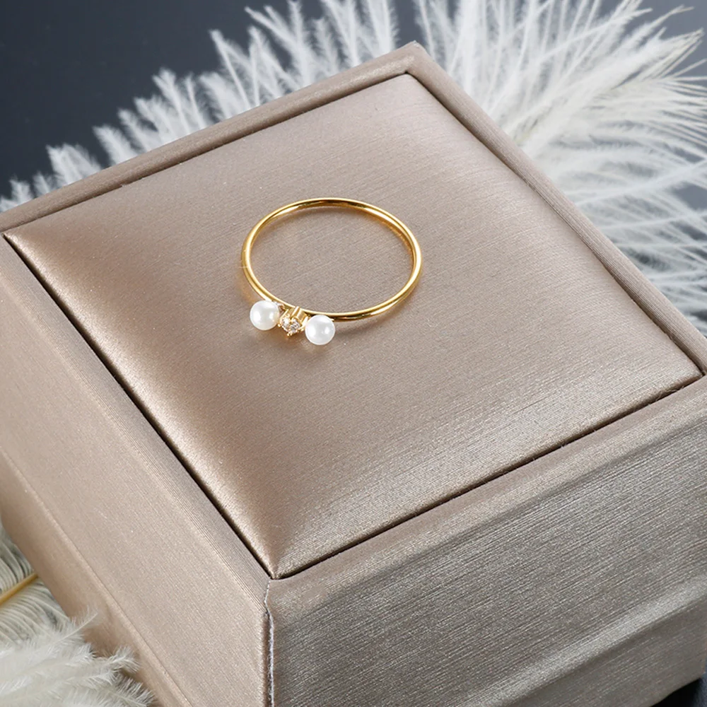 Elegant Freshwater Pearl Zircon Ring Stainless Steel Gold Plated for Women Couple Daily Wear Wholesales Waterproof Jewelry Gift
Elegant Freshwater Pearl Zircon Ring Stainless Steel Gold Plated for Women Couple Daily Wear Wholesales Waterproof Jewelry Gift