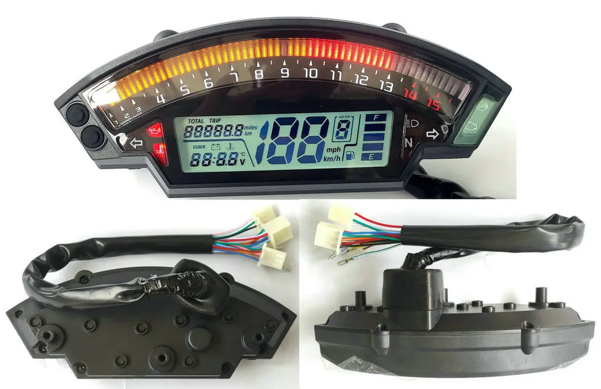 Motorcycle Modified Parts LCD Display 6-Speed LCD Instrument Color Odometer Speedometer Water Temperature Oil Universal 
Motorcycle Modified Parts LCD Display 6-Speed LCD Instrument Color Odometer Speedometer Water Temperature Oil Universal