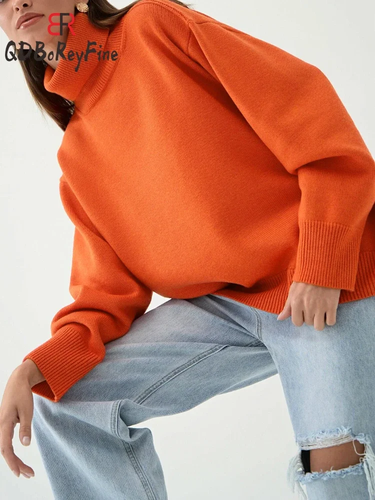 Women‘s Turtleneck Sweater Winter Fall Casual Loose Long Sleeve Tops Rib Warm Gray Jumper Knitted Oversized Sweater for Women 
Women‘s Turtleneck Sweater Winter Fall Casual Loose Long Sleeve Tops Rib Warm Gray Jumper Knitted Oversized Sweater for Women