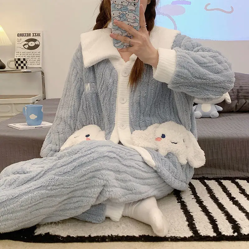 Sanrios Cinnamoroll Pajama Set Kawaii Winter Warmth Thickening Kai Pajamas Cartoon Anime Pink Zipper Homewear
Sanrios Cinnamoroll Pajama Set Kawaii Winter Warmth Thickening Kai Pajamas Cartoon Anime Pink Zipper Homewear