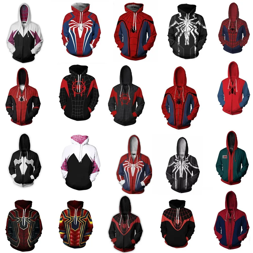 Marvel Movie Spider-Man 3D Printing Long Sleeve Cardigan Sweater New Era Black Spider Zipper Hooded Jacket Top Cosplay Costume
Marvel Movie Spider-Man 3D Printing Long Sleeve Cardigan Sweater New Era Black Spider Zipper Hooded Jacket Top Cosplay Costume