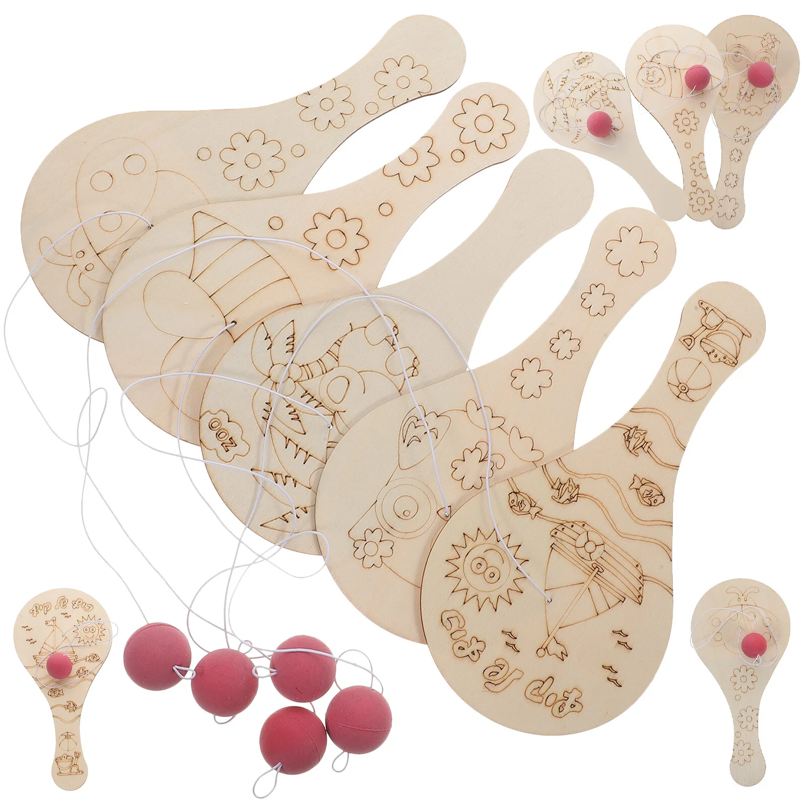 10PCS Wooden Paddle with String Classic Suits For Kids Game Hand Eye Coordination DIY Painting Graffiti for Children
10PCS Wooden Paddle with String Classic Suits For Kids Game Hand Eye Coordination DIY Painting Graffiti for Children