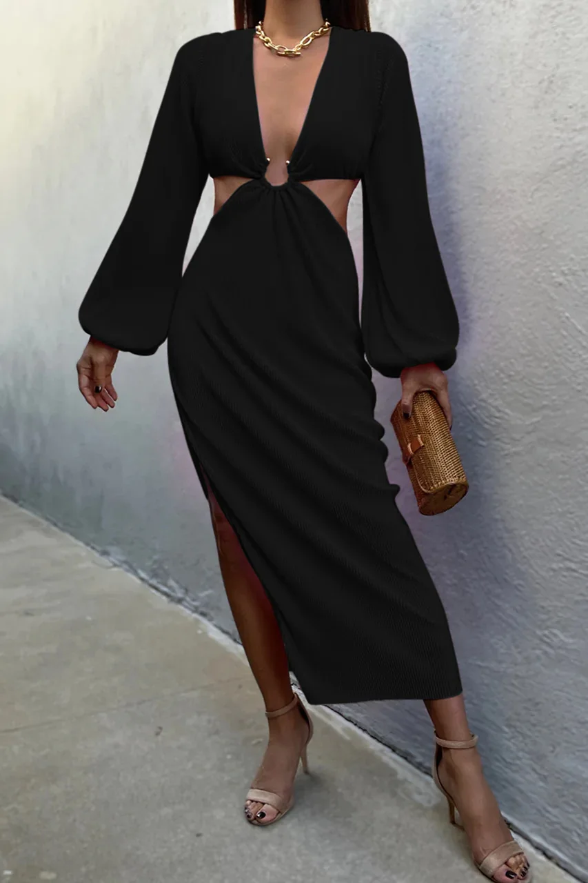 Summer Sexy Pleated Slit Dress Women Fashion Beach Style Deep V-neck Hollow Slit Dress Women
Summer Sexy Pleated Slit Dress Women Fashion Beach Style Deep V-neck Hollow Slit Dress Women