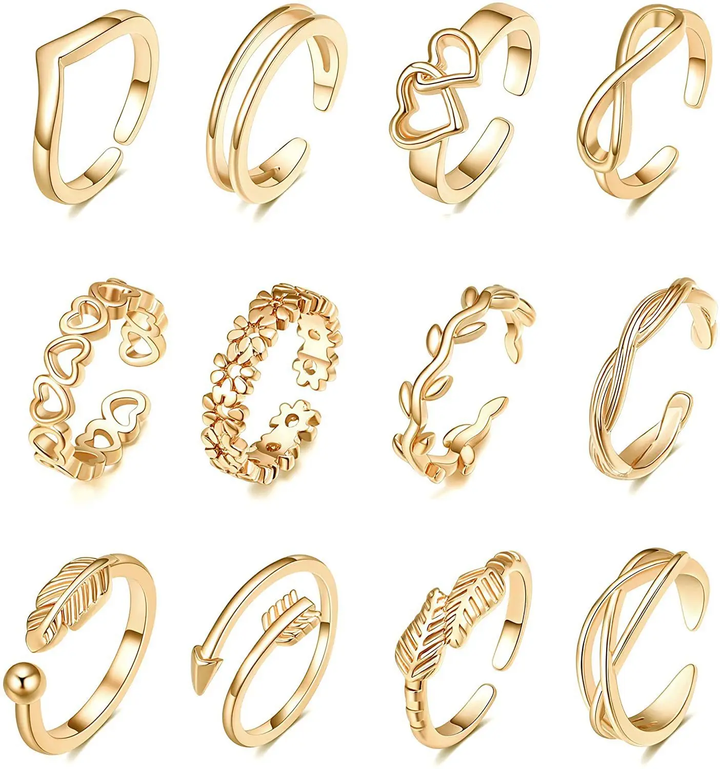 12pcs/set Summer Fashion Foot Leg Beach Geometric Open Barefoot Finger Rings Cute Arrow Heart Feather Toe Rings Women Jewelry
12pcs/set Summer Fashion Foot Leg Beach Geometric Open Barefoot Finger Rings Cute Arrow Heart Feather Toe Rings Women Jewelry