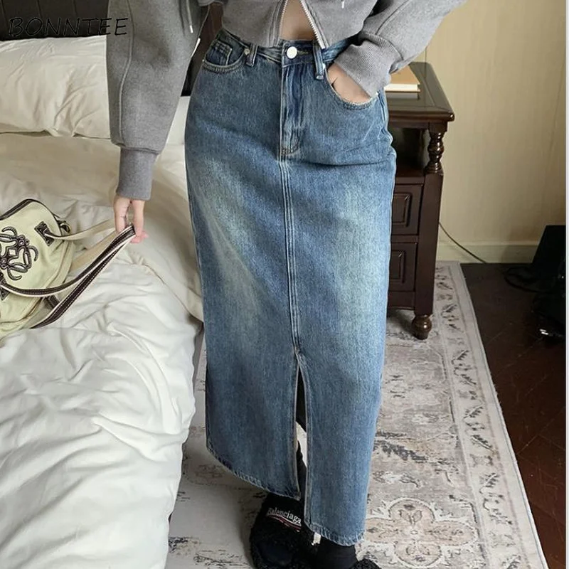 Denim Skirts Women Front-slit Design Summer Slim Femme Vintage Chic Pockets Mujer Popular Empire Harajuku Washed Street Style
Denim Skirts Women Front-slit Design Summer Slim Femme Vintage Chic Pockets Mujer Popular Empire Harajuku Washed Street Style