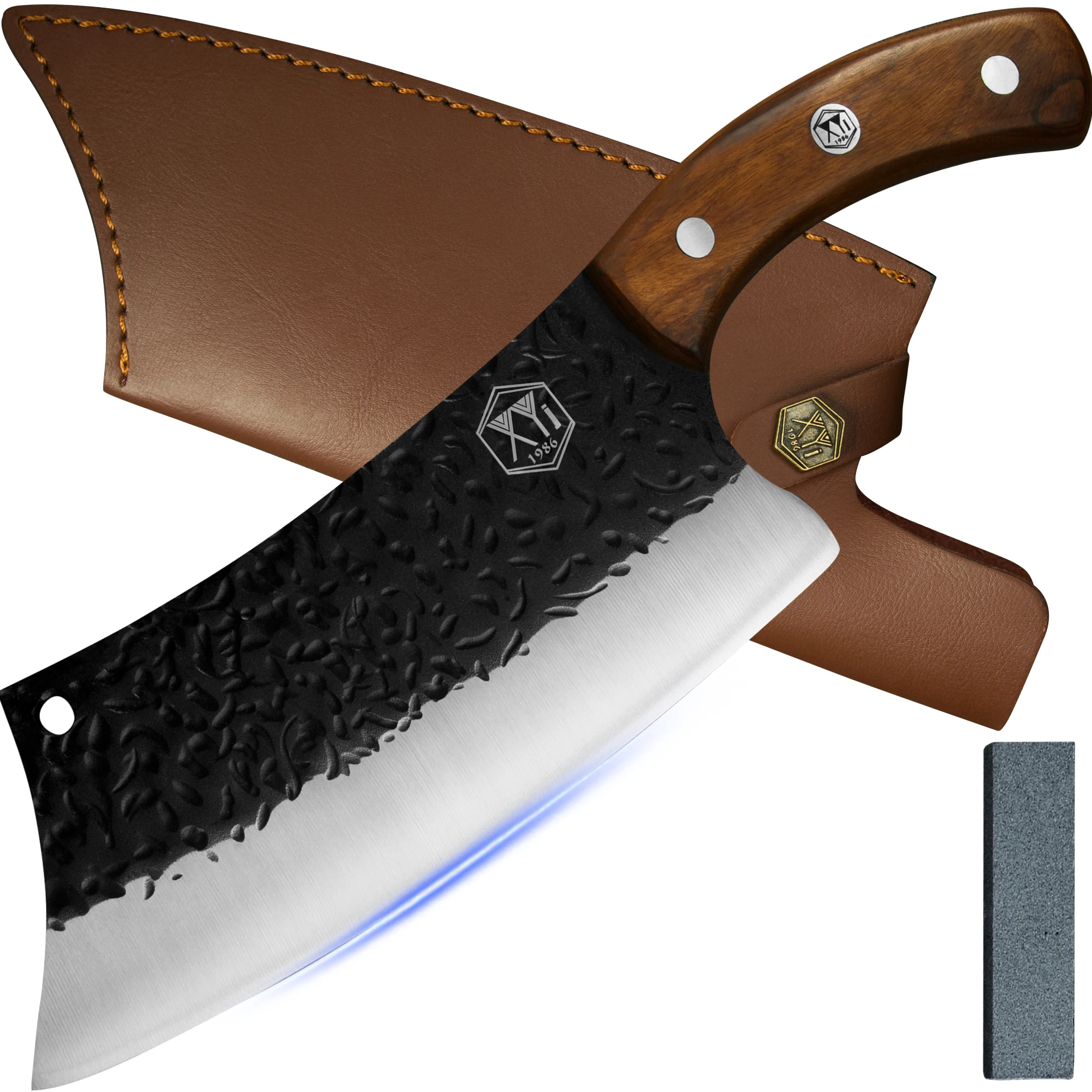 XYJ 8 Inch Large Tactical Cleaver Belt Loop Leather Sheath Full Tang Stainless Steel Super Sharp Meat Knife With Whetstone
XYJ 8 Inch Large Tactical Cleaver Belt Loop Leather Sheath Full Tang Stainless Steel Super Sharp Meat Knife With Whetstone