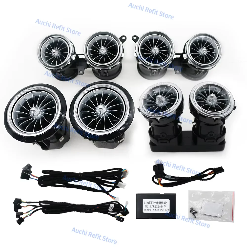 64-цветный светодиодный вентиляционный светильник в стиле EQS для Mercedes Benz E-Class W213 W238 E-Coupe AMG E53 E63 Сопло для выпуска воздуха турбины
64-цветный светодиодный вентиляционный светильник в стиле EQS для Mercedes Benz E-Class W213 W238 E-Coupe AMG E53 E63 Сопло для выпуска воздуха турбины