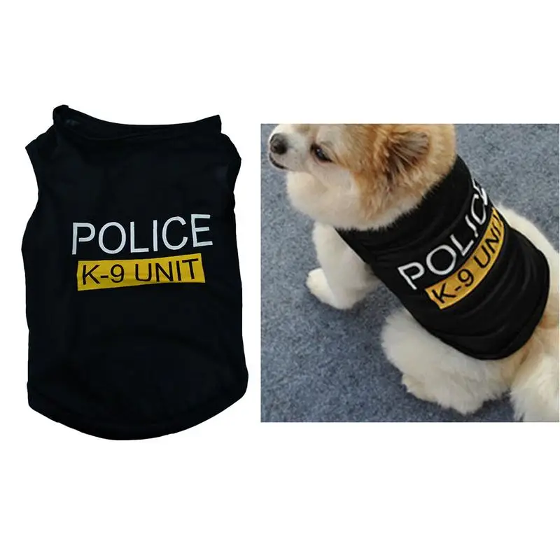 Pol-ice Suit Cosplay Dog Clothes Black Elastic Vest Puppy T-Shirt Coat Accessories Apparel Costumes Pet Clothes For Dogs Cats
Pol-ice Suit Cosplay Dog Clothes Black Elastic Vest Puppy T-Shirt Coat Accessories Apparel Costumes Pet Clothes For Dogs Cats