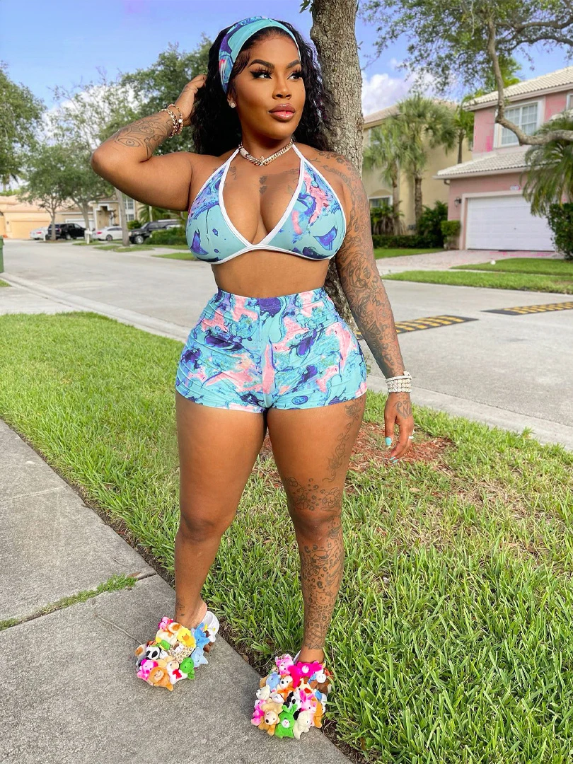 Print Haler Backless Bandage Tie Dye Crop Top Matching Shorts 2 Pieces Set Women Sexy Streetwear Summer Vacation Outfits Beach
Print Haler Backless Bandage Tie Dye Crop Top Matching Shorts 2 Pieces Set Women Sexy Streetwear Summer Vacation Outfits Beach